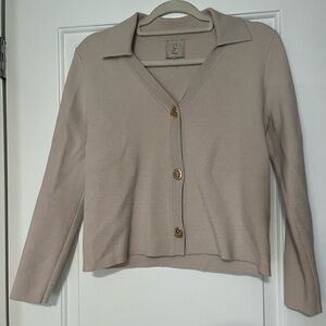 Beige Button-Up Cardigan